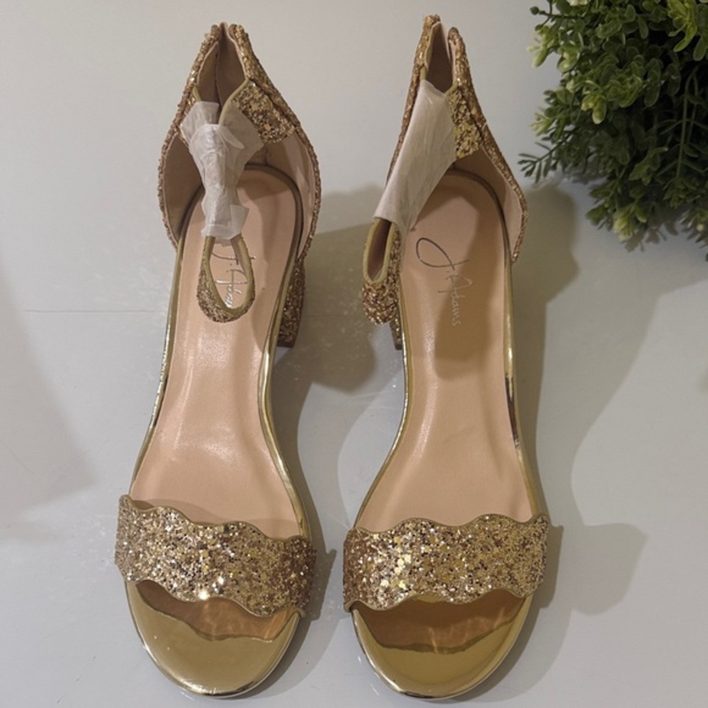 J.Adams Mimi ⭐️ Gold Glitter Sandals Chunky Sandals occasion Evening sandals